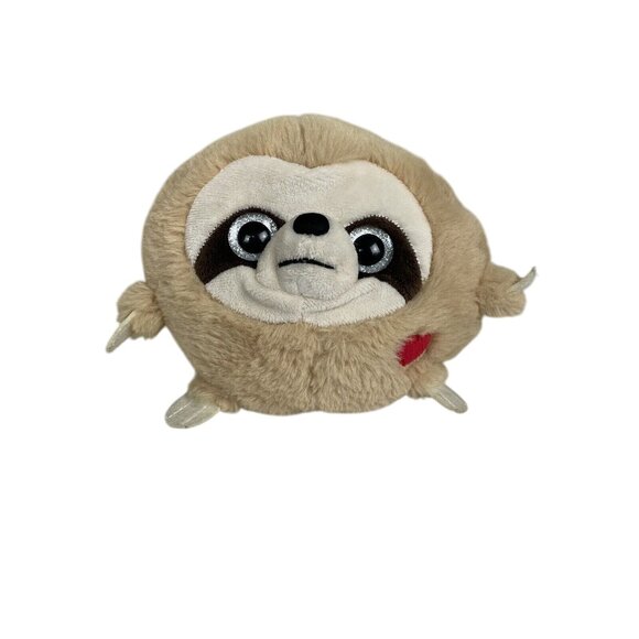 Dan Dee Collectors Choice Sparkle Eyes Brown Sloth Red Heart 6" Cute Chibi - Picture 2 of 8